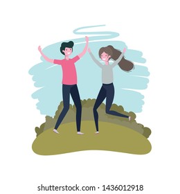 couple dancing in landscape with trees and plants