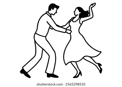 Couple dancing line art vector design.Valentine day vector icon.This is an eps vector file.