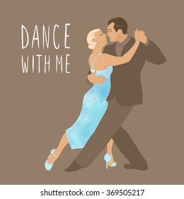 couple dancing. couple in love. Tango dance. Retro party invitation.