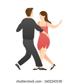 couple dancing. man and woman at school, studio, and party. outdoor activity romantic couple scenes. romantic couple relationship in flat vector illustration.