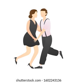 couple dancing. man and woman at school, studio, and party. outdoor activity romantic couple scenes. romantic couple relationship in flat vector illustration.