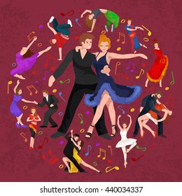 couple dancing modern dance, Partners bachata style design set, traditional flat isolated vector illustration of Man and woman ballroom dancers concept for studio class banner flyer tshirt