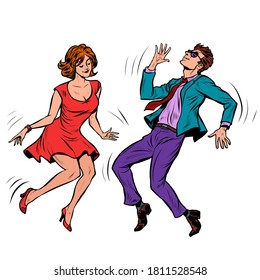 A couple dancing. Music party. Pop art retro vector illustration kitsch vintage 50s 60s style