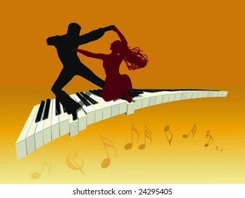 couple dancing on a piano