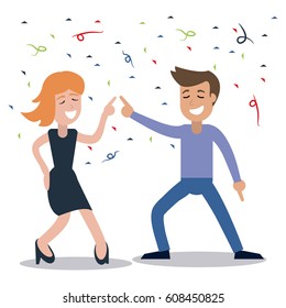 couple dancing party confetti celebration