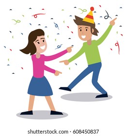 couple dancing party confetti celebration