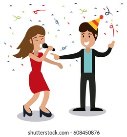 couple dancing party confetti celebration