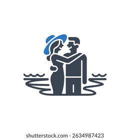 Couple Dancing Romance Icon Isolated On White Background