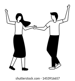 couple dancing romantic love flat design vector illustration
