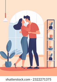 Pareja Baile, tango romántico, hombre y mujer Noche romántica, ilustración vectorial aislada