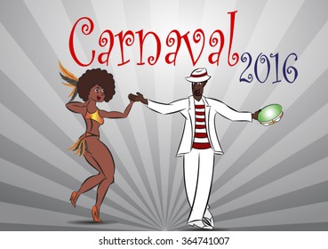 couple dancing Samba on a white background