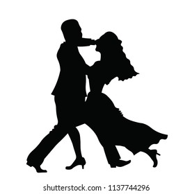 Couple dancing silhouette
