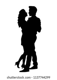 Couple dancing silhouette
