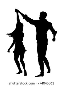 Couple dancing silhouette