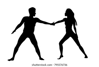 Couple dancing silhouette 
