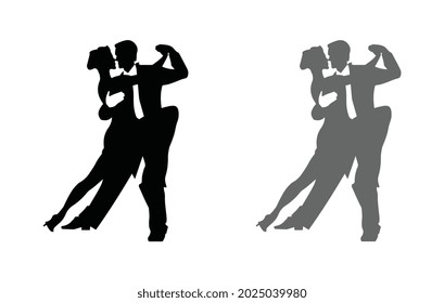 Couple dancing silhouette. EPS 10