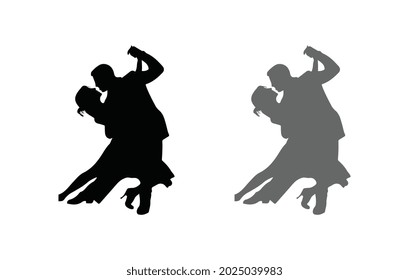 Couple dancing silhouette. EPS 10