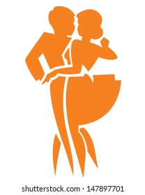 Couple dancing in silhouette. Vector illustration
