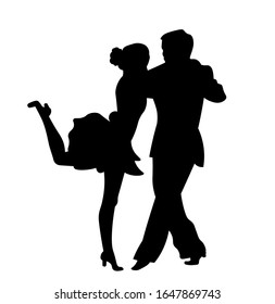 Ilustración vectorial de silueta de baile de pareja