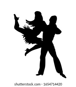 Doppeltanzende Silhouette Vektorillustration Illustration. Mann und Frau einzeln auf weißem Hintergrund.