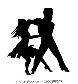 Silhouettes Elegant Couple Dancing Romantic Dance Stock Vector (Royalty ...