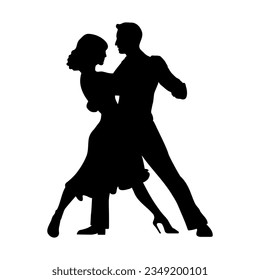 Couple dancing silhouette. Vector illustration