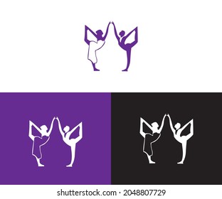 Couple dancing studio logo vector icon template