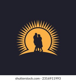 Couple Dancing Sun Studio Logo Vektorsymbol-Vorlage, Logo-Design-Inspiration