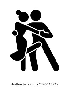 couple dancing tango icon, Argentinian culture symbol, isolated flat vector illustration,