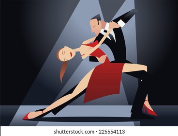 Couple dancing tango illustration