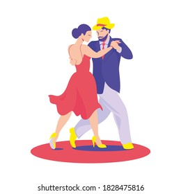 Doppeltanzende Tango einzeln auf weißem Hintergrund. Vektorgrafik im Flachstil.