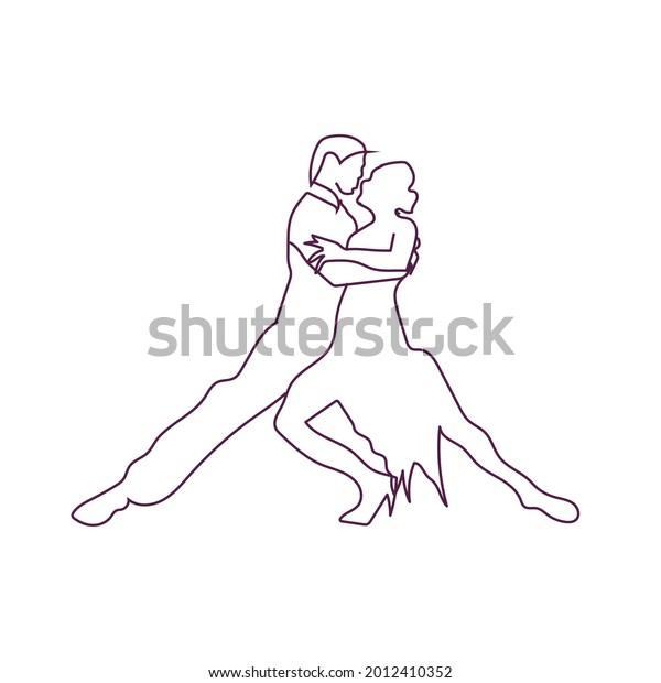 Couple Dancing Tango Line Art On Stock Vector Royalty Free 2012410352 Shutterstock 