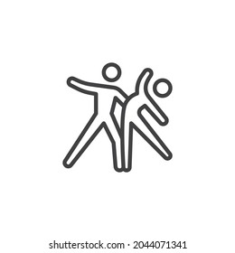 Couple dancing tango line icon. linear style sign for mobile concept and web design. Tango dancers outline vector icon. Symbol, logo illustration. Vector graphics