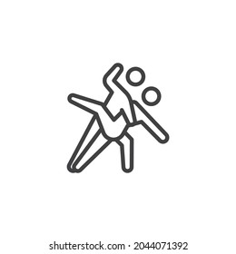 Couple dancing tango line icon. linear style sign for mobile concept and web design. Tango dancers outline vector icon. Symbol, logo illustration. Vector graphics
