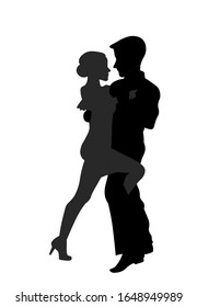 Paar tanzende Tango Silhouette. Mann und Frau einzeln auf weißem Hintergrund. Vektorillustration.
