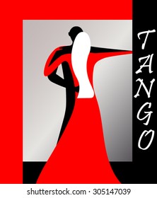 Couple dancing Tango. Vector.