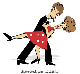 A couple dancing the tango. Vector illustration.