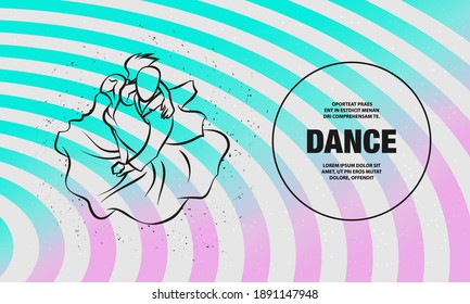 Couple dancing tango. Vector outline Dance illustration.