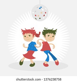 Couple dancing under disco ball