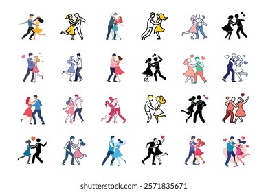 couple dancing vector color design with white background 