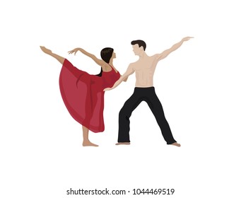 couple dancing, vector illustration, hand drawn