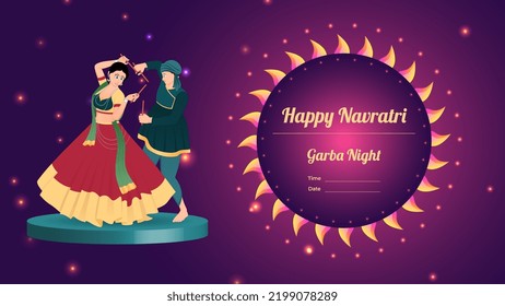 couple dandiya vector banner, creative dandiya vector, Happy Navratri.