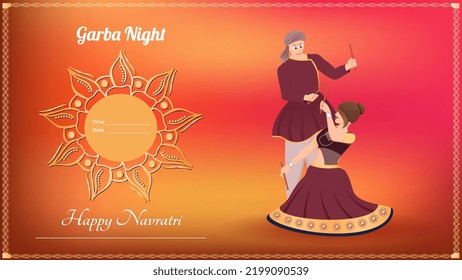 Couple dandiya vector illustration, creative dandiya banner, Happy Navratri.