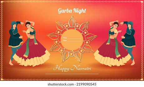 Couple dandiya vector illustration, creative dandiya banner, Happy Navratri.