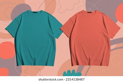 a couple of dark paste colour and red orange colour black t shirt mockup design
