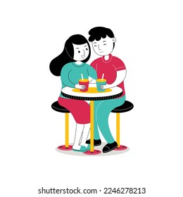 Couple Date in the Cafe Vector Pack