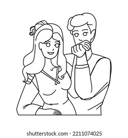 couple date line pencil drawing vector. love happy woman man, romantic young people, restaurant lifestyle, romance fun couple date character. people Illustration