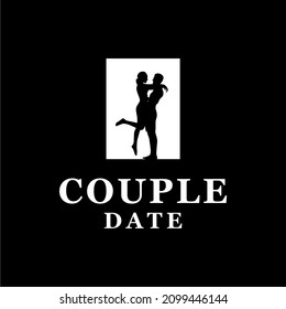 Couple date silhouette logo vector