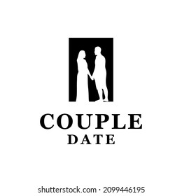 Couple date silhouette logo vector