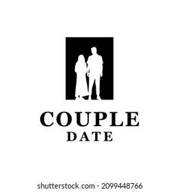 Couple date silhouette logo vector